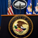 Department of Justice podium.